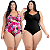 Kit 2 Maiôs Plus Size Chapa Barriga Liso Estampado Com Bojo Removível - Imagem 10
