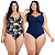Kit 2 Maiôs Plus Size Chapa Barriga Liso Estampado Com Bojo Removível - Imagem 6