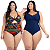 Kit 2 Maiôs Plus Size Chapa Barriga Liso Estampado Com Bojo Removível - Imagem 1