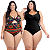 Kit 2 Maiôs Plus Size Chapa Barriga Liso Estampado Com Bojo Removível - Imagem 2