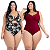 Kit 2 Maiôs Plus Size Chapa Barriga Liso Estampado Com Bojo Removível - Imagem 7