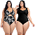 Kit 2 Maiôs Plus Size Chapa Barriga Liso Estampado Com Bojo Removível - Imagem 8