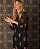 Vestido Ateen Preto Fios Dourados Seda Estampa - Imagem 1