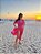 Vestido Saída de Praia Bhava Rosa Floral Seda Indiana Envelope - Imagem 1
