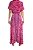 Vestido Saída de Praia Bhava Rosa Floral Seda Indiana Envelope - Imagem 4