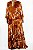 Vestido Longo Ibiza Estampa Marron e Bege Seda - Imagem 3