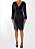 Vestido Le Lis Blanc Azul Brilho Metalizado Lurex Mangas Longas - Imagem 1