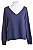 Blusa Mixed Azul Lisa Manga Longa - Imagem 1