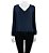 Blusa Bobô Azul Marinho Manga Comprida Gola V - Imagem 1