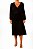 Vestido Midi Ateen Preto Decote V Manga Comprida - Imagem 1