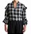 Blusa Manga Longa Mixed Preto e Branco Xadrez Algodão - Imagem 4