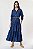 Vestido Cris Barros Modelo Niko Longo Mangas Longas Azul Bordado Lurex - Imagem 3