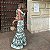 Vestido Bhava Longo Branco Bordado Verde - Imagem 4