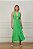 Vestido Longo Animale Verde Seda Decote - Imagem 1