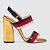 Sandália Gucci Dourada Salto Bloco Tiras de Tecido - Imagem 3