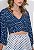 Blusa Iorane Modelo Cropped Estampa Marinho com Poás Branco - Imagem 1