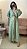 Vestido Mixed Longo Estampa Folhas Verde e Branca - Imagem 1