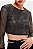 Blusa NV Modelo Micaela Cropped Dourado e Preto Manga Longa - Imagem 1