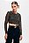 Blusa NV Modelo Micaela Cropped Dourado e Preto Manga Longa - Imagem 2