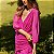 Vestido Ateen Curto Manga Comprida Rosa fio Dourado Seda e Lurex - Imagem 1