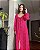 Vestido Cris Barros Longo Rosa Bordado Flores Rosas - Imagem 1
