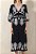 Vestido Le Lis Blanc Modelo Babi Linho Azul Marinho Bordado em Branco - Imagem 3