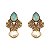 Brinco Claudia Arbex Modelo Prodigy Cristais Turquesa Ouro Vintage Médio - Imagem 1