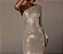 Vestido Midi Bhava Um Ombro Paetês Dourado Claro - Imagem 3