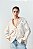 Camisa Zara Tipo Linho Listrada Fio Metalizado Branco e Bege - Imagem 1
