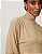 Blusa Shoulder Tricot Gola Alta Franzido Ombro Bege - Imagem 2