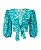 Blusa Adriana Degreas Azul - Branca - Estampada Mangas Bufantes - Imagem 4