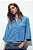 Camisa Zara Azul Listrada Modelo Cropped - Imagem 1