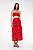 Top Cris Barros Vermelho Floral Modelo Yvanna - Imagem 1