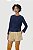 Blusa Animale Azul Marinho Manga Longa Modelo Georgette - Imagem 1