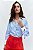 Camisa Zara Azul E Branco Com Laços No Punho - Imagem 1