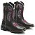 BOTA COUNTRY FEMININA BICO QUADRADA TEXANA CANO LONGO COURO MARROM BOI ROSA - Imagem 1