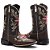 BOTA TEXANA COUNTRY FEMININA MARROM RAMOS QUADRADA COURO - Imagem 3