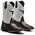 BOTA TEXANA COUNTRY MASCULINA BICO QUADRADO COURO MARROM BRANCO BOI - Imagem 1
