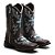 BOTA TEXANA COUNTRY FEMININA BICO QUADRADO COURO MARROM BRANCO CRUZ AZUL - Imagem 1