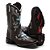 BOTA TEXANA COUNTRY FEMININA BICO QUADRADO COURO MARROM BRANCO CRUZ AZUL - Imagem 2