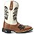 BOTA TEXANA COUNTRY FEMININA BICO QUADRADO COURO MARROM PENAS - Imagem 3