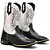 BOTA TEXANA COUNTRY MASCULINA BICO QUADRADO COURO PRETO COM BRANCO - Imagem 1