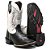 BOTA TEXANA COUNTRY MASCULINA BICO QUADRADO COURO PRETO COM BRANCO - Imagem 2
