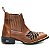 BOTINA TEXANA COUNTRY FEMININA MARROM CLARO LASER  QUADRADA COURO LEGITIMO - Imagem 3