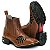 BOTINA TEXANA COUNTRY FEMININA MARROM CLARO LASER  QUADRADA COURO LEGITIMO - Imagem 2