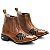 BOTINA TEXANA COUNTRY FEMININA MARROM CLARO LASER  QUADRADA COURO LEGITIMO - Imagem 1