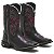 BOTA  FEMININA  TEXANA BICO QUADRADO CANO ALTO PRETA CORAÇAO ROSA - Imagem 1