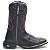 BOTA TEXANA COUNTRY FEMININA PRETA LASER ROSA QUADRADA CANO ALTO - Imagem 3