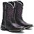 BOTA TEXANA COUNTRY FEMININA PRETA LASER ROSA QUADRADA CANO ALTO - Imagem 2