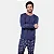 Pijama Cor Com Amor Manga Longa Calça Adulto Masculino C/ Punho Azul Jeans - Imagem 1